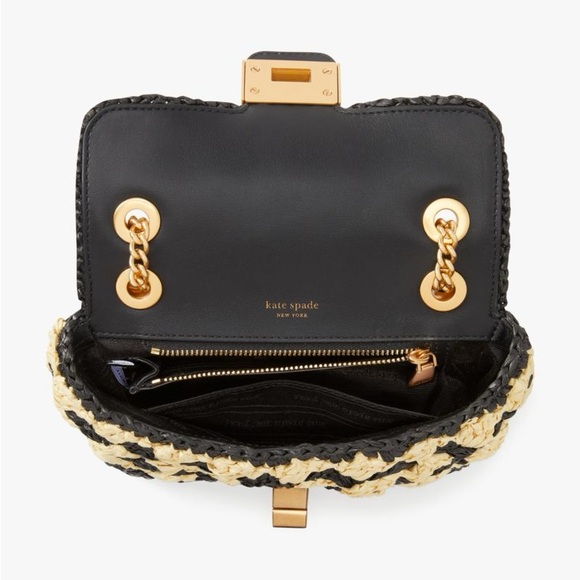 kate spade NWT $328 MSRP Evelyn Striped Crochet Raffia Small Shoulder Crossbody - Picture 4 of 8